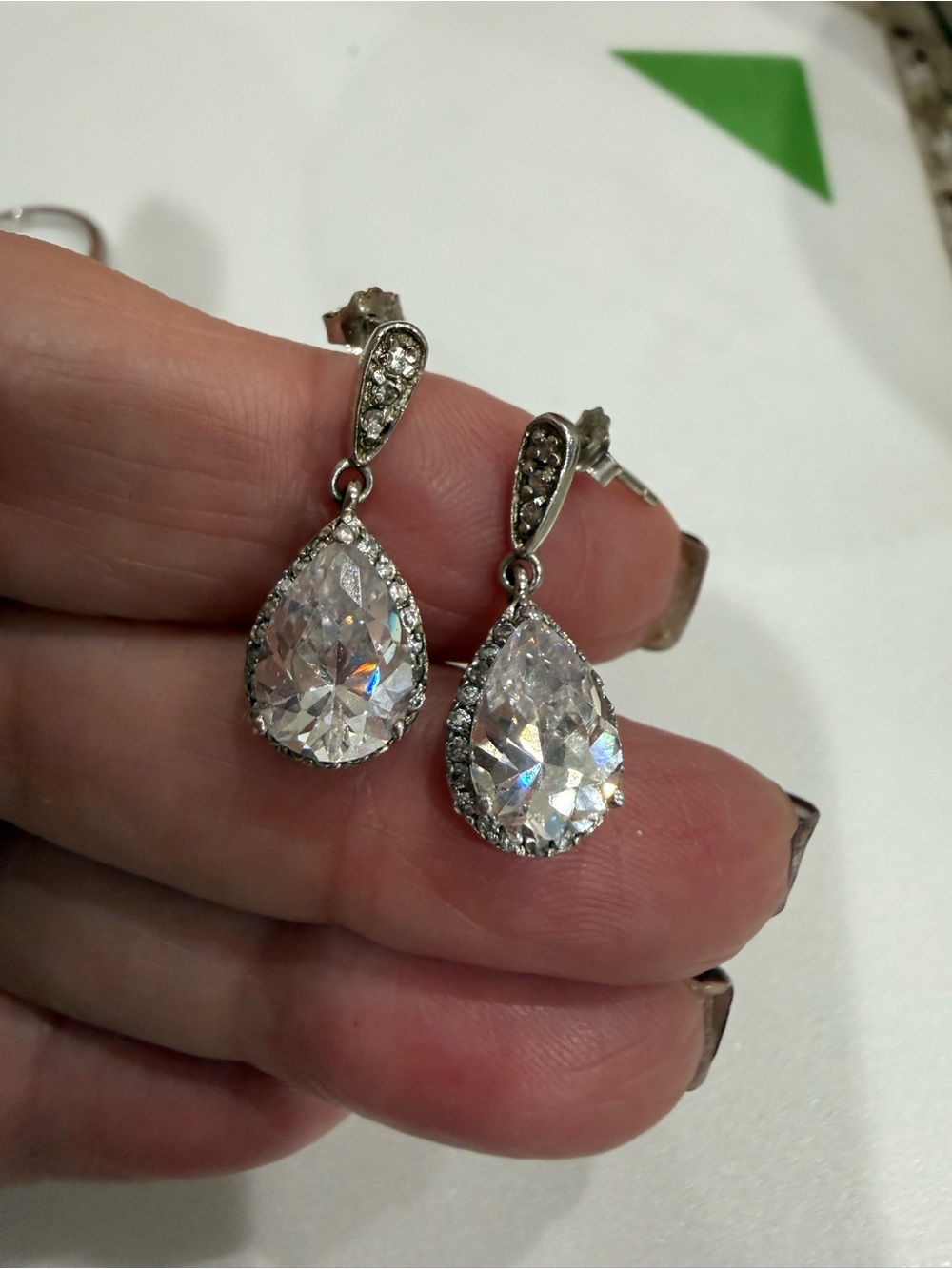 Silver Teardrop Cubic Zirconia Drop Earrings - Classic Sparkle
